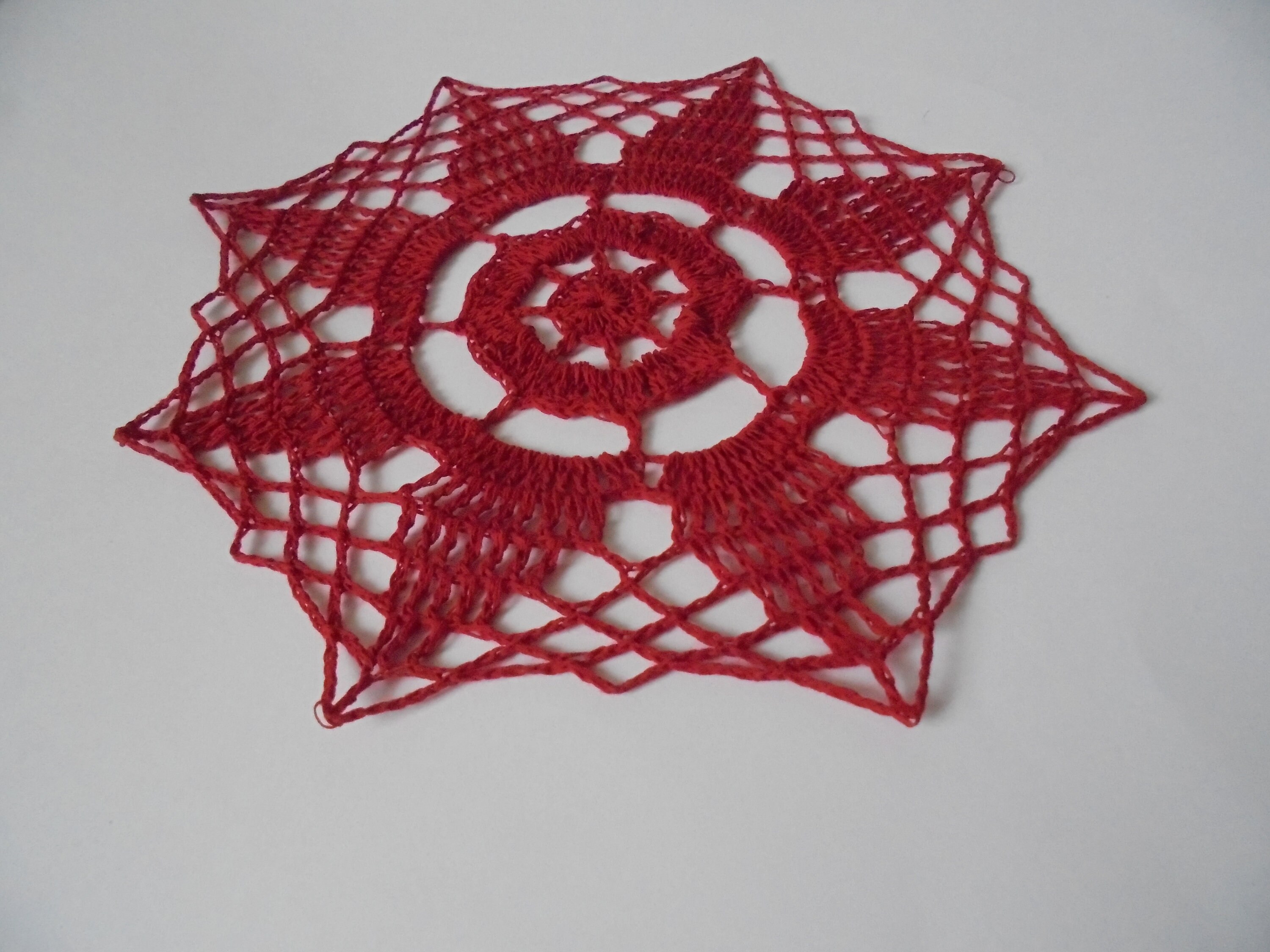 Small Crochet Doilies Mini Doiler Made of Red Cotton Yarn About 19 Cm ...