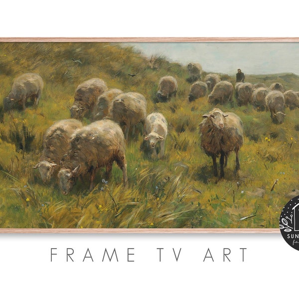 Samsung Frame Tv Art - Sheep, Lamb, Farm, Farmhouse, Countryside, Agriculture, Livestock, Ranch, Animal, Vintage Painting, Instant Download