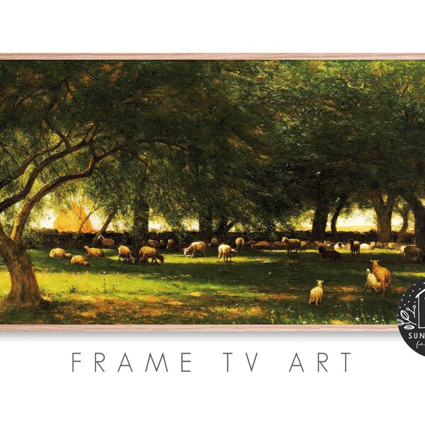 Samsung Frame Tv Art - Sheep, Lamb, Farm, Farmhouse, Countryside, Agriculture, Livestock, Woods, Animal, Vintage Painting, Instant Download