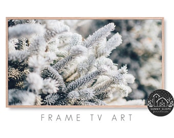 Samsung Frame Tv Art -  Winter, Branch, Pine, Snow, Scene, Tree, Nature, Seasonal, Frost, Frozen, Photography, Instant Download