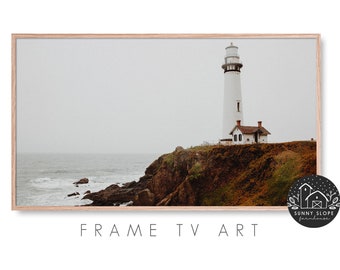 Samsung Frame Tv Art - Coastal, Ocean, Shore, Waterfront, Sea, Photography, Landscape, Nature, Water, Outdoor, Lighthouse, Digital Download