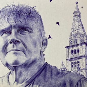 Custom Ballpoint Blue Pen Portraits - 100% Hand Drawn