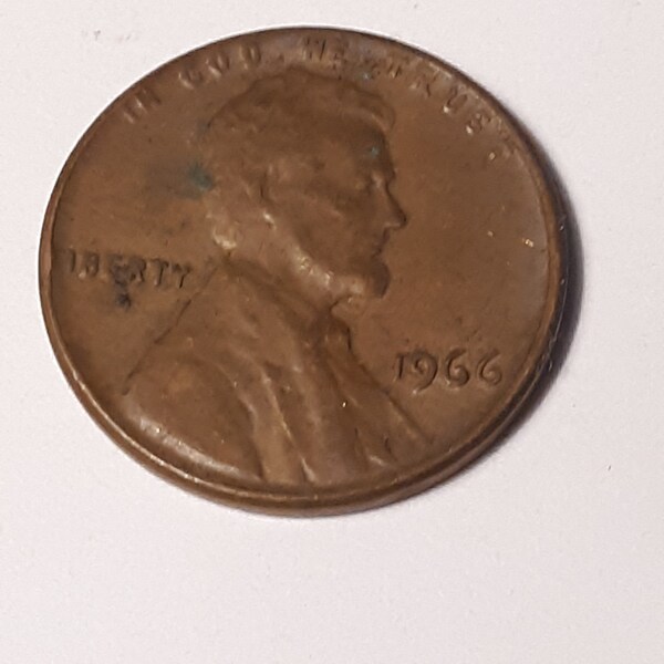Mint error L in Liberty is off side of coin 1966-P Lincoln memorial penny AU almost uncirculated