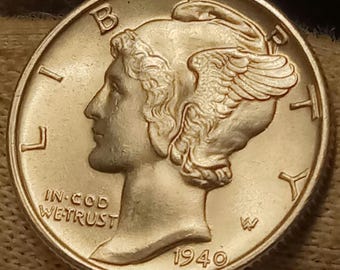 1940-D Mercury Dime Brilliant uncirculated Full Split Bands FSB MS 65 condition