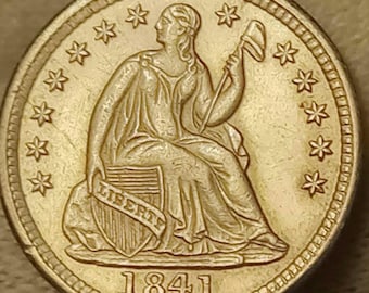 1841 Seated Liberty Half Dime AU uncirculated  AU 55 Condition
