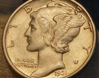 1931-S Mercury Dime AU++ almost uncirculated 90% silver tougher date