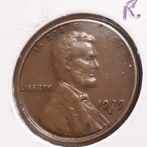 1929-S Lincoln wheat penny very fine 88% copper