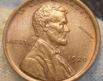 Moneda de un centavo Lincoln de trigo de 1920-P, sin circular, con una hermosa pátina.