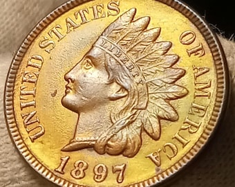 1897-P Indian head penny BU Brilliant uncirculated MS 65 condition beautifully toned
