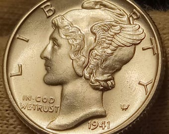 1941-D Mercury Dime Brilliant uncirculated Full Split Bands FSB MS 65 condition