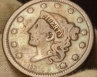 18??-P large cent Very Fine condition blue toning