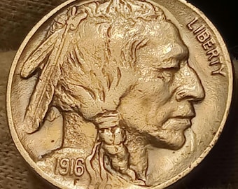 1916-P Buffalo nickel UNC+ Uncirculated beautiful toning proof like shine