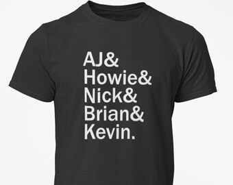 Backstreet Boys name list tee, AJ Howie Nick Brian Kevin, 90s pop dance boy band, Unisex Jersey Short Sleeve
