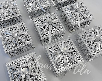 Wedding favor box | silver