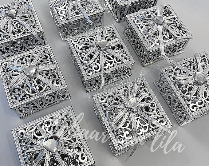 Featured listing image: Wedding favor box | silver
