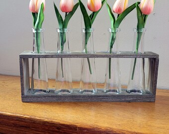 Tabletop 5 Glass Bottle Bud Vase Candleholder