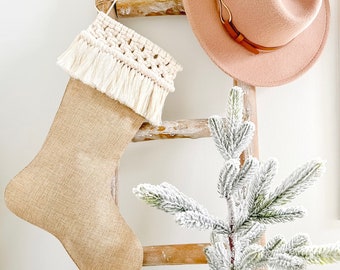 Macramé Burlap Christmas Stocking