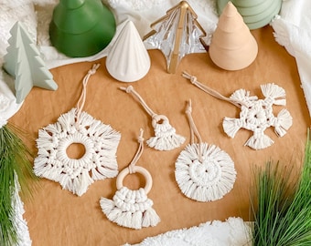 Macramé Snowflake Christmas Ornaments