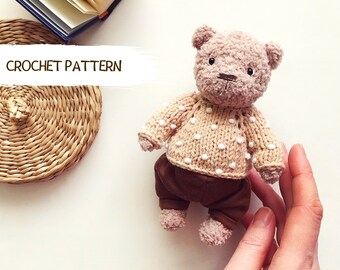 Teddy bear pattern, crochet bear,  crochet doll pattern, amigurumi bear, plush pattern, stuffed teddy bear, little bear, vintage bear