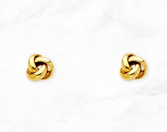 Petite Love Knot Earrings • 14K Yellow Gold Earrings • Real 14K Gold Knot Studs • Gold Knot Earrings •