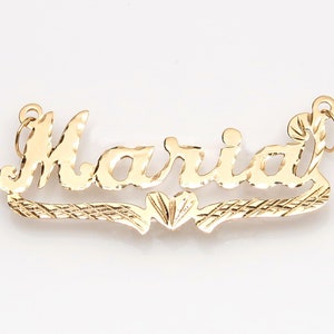 Solid 10K Gold Custom Heart Name Pendant • Personalized Diamond Cut Name Plate • Handcrafted Made to Order Pendant