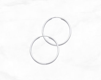 14K Weißgold Creolen • 25 mm Breite • Mittelgold Tube Creolen • Echtgold Creolen • Polierte Creolen •