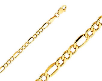 14K Gold Figaro Chain • 3.5 mm width • Gold Chain Necklace • Layering Necklace • Hollow Gold Chain Necklace • Everyday Wear Necklace