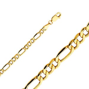 Thick 14K Gold Figaro Chain • 4.4 mm width • Real Yellow Gold Hollow Men&#39;s Chain Necklace • Layering Gold Chain