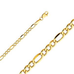 14K Gold Figaro Chain • 3.5 mm width • Gold Chain Necklace • Layering Necklace • Hollow Gold Chain Necklace • Everyday Wear Necklace