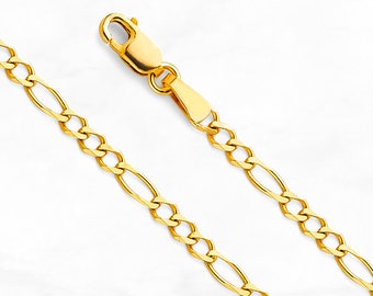 Solid 14K Gold Figaro Chain Necklace • 2.7 mm width • Real Yellow Gold Layering Chain • Everyday Minimal Necklace • Men's Gold Chain