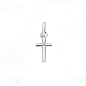 Solid 14K White Gold Cross Pendant • Real White Gold Cross • Small Plain Gold Cross Pendant • Small Latin Gold Cross Charm • Baptism Gift