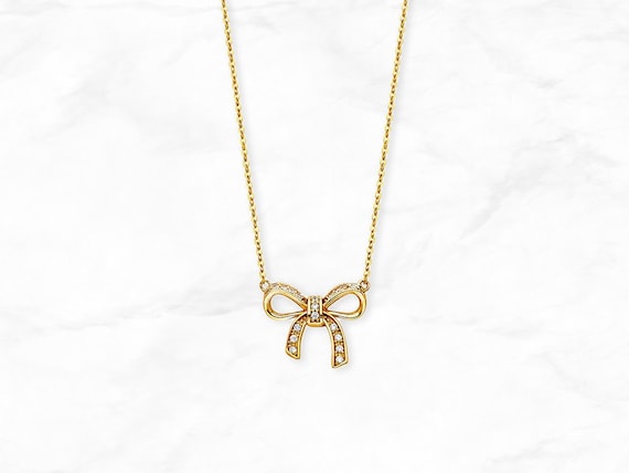 14k Yellow Gold CZ Key Pendant Charm