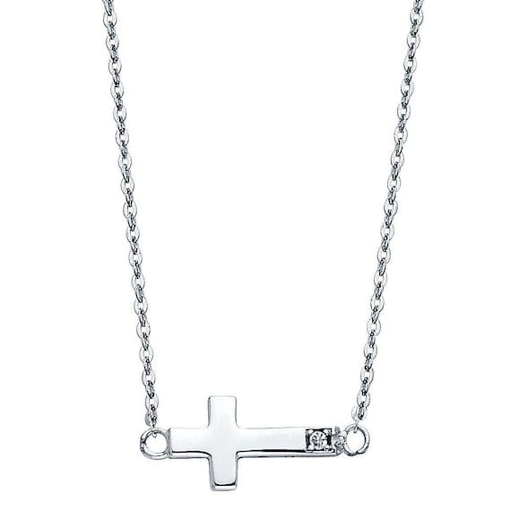 14k White Gold Petite CZ Cross Charm Pendant 14k White Gold Petite CZ Cross Charm Pendant