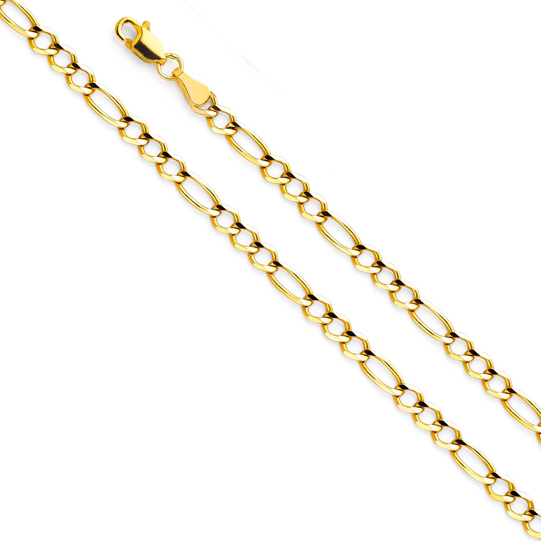 Solid 14K Gold Open Figaro Chain 3.9 Mm Width Open Figaro Links Real ...