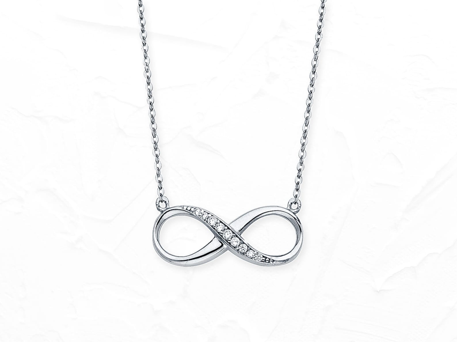 14K White Gold Infinity Necklace Real White Gold Charm Etsy