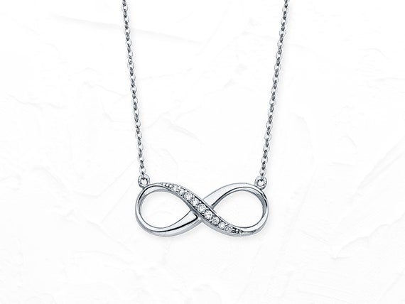 Infinity Diamond Pendant Black and Clear Genuine Stones 10k White Gold Infinity Diamond Pendant Black and Clear Genuine Stones 10k White Gold