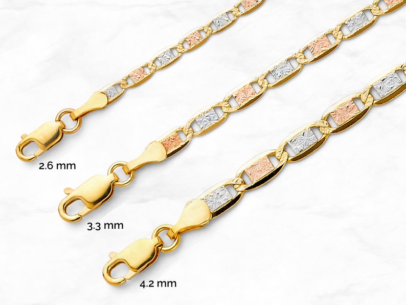 Solid 14K Gold Valentino Bracelet \u2022 Real Gold Chain Bracelet \u2022 Tri-Color Valentino Bracelet \u2022 Tri-Gold Pendant Bracelet