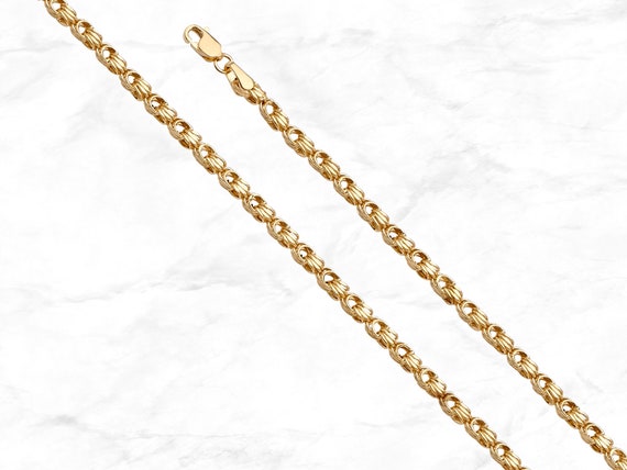 14K Gold Square Byzantine Chain 2.5 Mm 