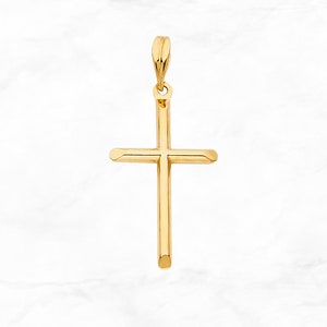 14K Gold Cross Pendant, 14K Yellow Gold Cross, Real 14K Gold Cross, Plain Gold Cross Pendant, Religious Pendant, Baptism Gift
