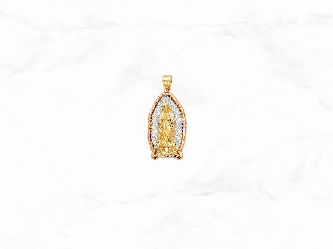 14K Gold Our Lady of Guadalupe Guadalupe Pendant, Real Two Tone 14K ...