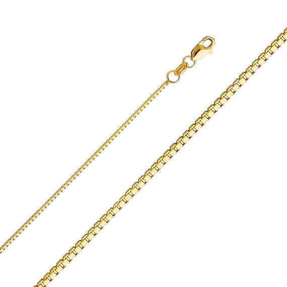 14K Gold Box Chain Necklace • mm width • Real Yellow Gold Box Chain •  Hollow Dainty Pendant Necklace Chain • Layering Necklace