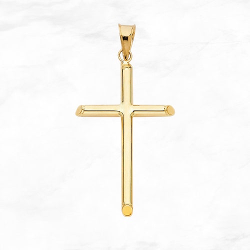 Medium & Large 14k Rose Gold Plain Cross Religious Charm Pendant in Size Small 