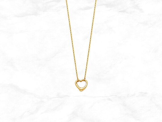 14k Yellow Gold Small Hollow Heart Charm 