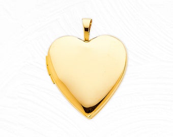 Solid 14K Gold Heart Locket, Real Yellow Gold Locket, Heart Pendant, Gold Locket Necklace Jewelry, Sentimental Gift, Minimalist Design