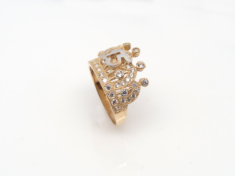 10K Gold Quinceañera Crown Ring Real TwoTone Gold 15 Años Etsy