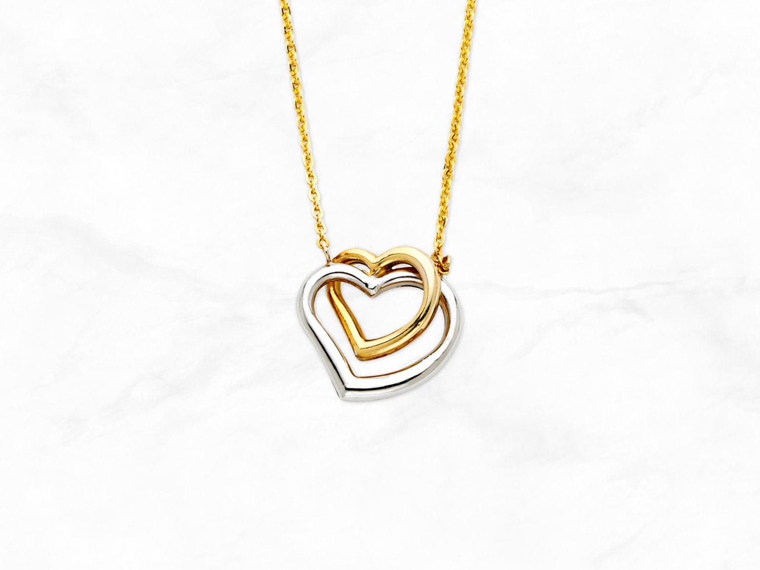 14K Yellow Gold Double Heart Charm 14K Yellow Gold Double Heart Charm