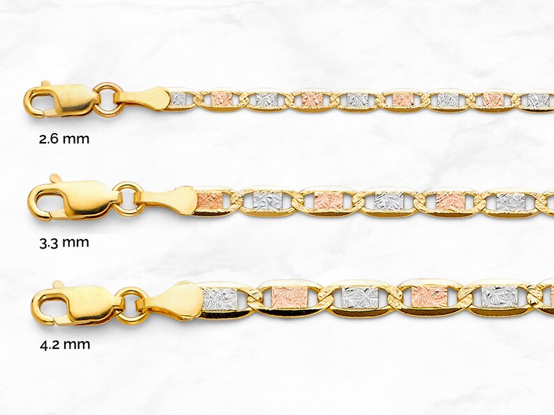 Solid 14K Gold Valentino Bracelet \u2022 Real Gold Chain Bracelet \u2022 Tri-Color Valentino Bracelet \u2022 Tri-Gold Pendant Bracelet