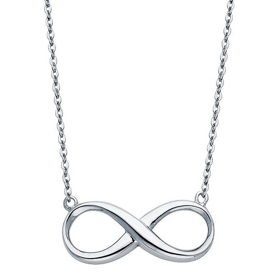Infinity Necklace Real 14K White Gold 