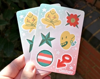 Trans Masc Positivity Mini Sticker Sheet | Transgender Transmasculine Stickers | Illustrated Eco-friendly Waterproof Decals