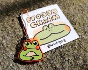 Froggy Charm - Neon Orange Acrylic Frog Keychain